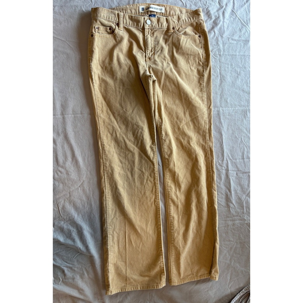 Gap Low Rise Boot Cut Corduroy Pants Tan Camel Stretch Cords 10R RN54023